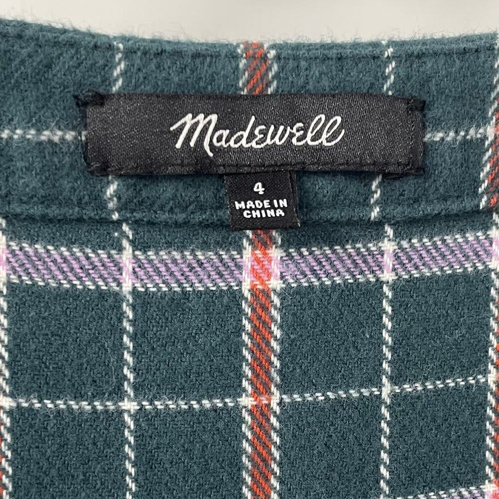 Madewell 4 Flannel Colette Mini Dress in Plaid Midnight Green NB856 - Picture 10 of 13
